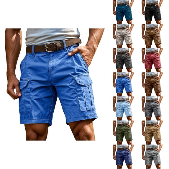GrmtClth Cargo Shorts Men Twill Cotton Stretch Comfy 11 Inch Inseam Summer Athletic Outdoor Golf Fishing Casual Work Knee Length Shorts Dark Blue XL