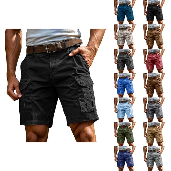 GrmtClth Cargo Shorts Men Twill Cotton Stretch Comfy 7 Inch Inseam Summer Athletic Outdoor Golf Fishing Casual Work Knee Length Shorts Beige XL