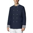 thumbnail image 1 of GrmtClth Chef Coat Men Double-Breasted Classic Cook Shirts Long Sleeve Lightweight Workwear Navy S, 1 of 5