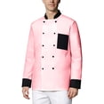 thumbnail image 1 of GrmtClth Chef Jacket for Men Double-Breasted Hombre Cook Coat Long Sleeve Soft Comfy Restaurant Uniform Pink S, 1 of 5