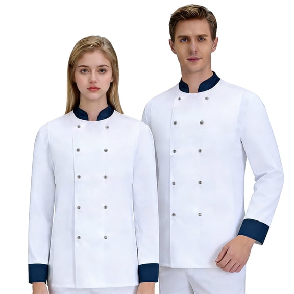 GrmtClth Chef Jacket for Men Double-Breasted Hombre Cook Jacket Long Sleeve Cozy Comfy Restaurant Uniform White 4XL