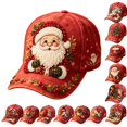 thumbnail image 1 of GrmtClth Christmas Baseball Cap Printed Trucker Hat Cute Holiday Party Costume Accessory Adjustable Red Dad Hat for Adults Festival Daily Wear, 1 of 8