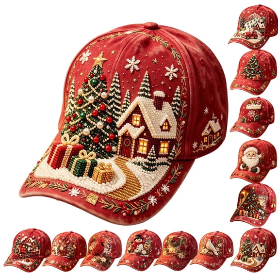 GrmtClth Christmas Tree Baseball Cap Printed Trucker Hat Festive Holiday Costume Accessory Adjustable Red Dad Hat for Adults Daily Wear