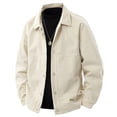 thumbnail image 1 of GrmtClth Corduroy Jacket Men Vintage Button Down Trucker Jacket Outwear Lapel Thick Warm Winter Jacket Beige XXXL, 1 of 3