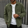 thumbnail image 1 of GrmtClth Corduroy Shirt Men Classic Oversized Button Down Shirt Jacket Lightweight Long Sleeve Jacket with Flap Pockets Army Green M, 1 of 5