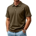 thumbnail image 1 of GrmtClth Cotton Polo Shirts for Men Business Striped Shoulder Golf Polos Lightweight Collared Button Down Tee Fashion Comfortable Short Sleeves Clothes Brown M, 1 of 7