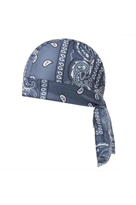 Dark Blue Star & Sun Print Durag, Unique Pattern Doo Rag, Soft Satin Headwrap with Long Tails