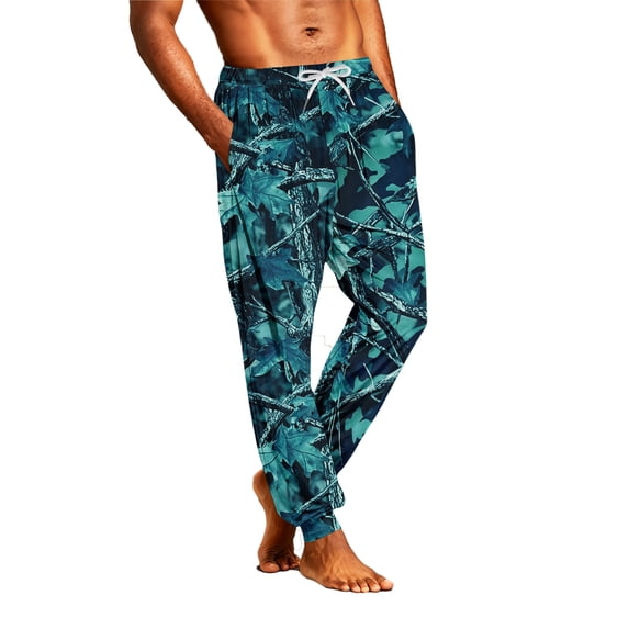 GrmtClth Drawstring Front Soft Tree Camo Jogger Loungewear Trousers for Men Wrinkle Resistant Relaxed Fit Daily Night Sleep Pants Green M