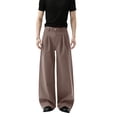 thumbnail image 1 of GrmtClth Dress Pants For Men High Waist Loose Fit Wide Leg Pleated Front Straight Cut Business Formal Office Slacks Coffee 2XL, 1 of 6