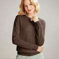 thumbnail image 1 of GrmtClth Fall Sweaters for Women Lightweight Soft Knit Sweaters Stylish Crew Neck Long Sleeve Thermal Pullover Tops Brown L, 1 of 9