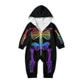 thumbnail image 1 of GrmtClth Family Halloween Onesie Full Zip Hooded Skeleton Print Long Sleeve Matching Family Cosplay Jumpsuits 12 Months, 1 of 3