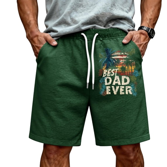 GrmtClth Father's Day Gift Casual Dad Papa Print Usa Flag Shorts Vintage Fourth Of July Patriotic Short Trendy Soft Elastic Drawstring Independence Day Clothing Green L