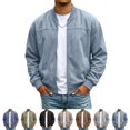 thumbnail image 1 of GrmtClth Faux Suede Bomber Jacket for Men Soft Faux‑Suede Fabric Zip‑Up Baseball Collar Ribbed Trim Relaxed‑Fit Outerwear, 1 of 8