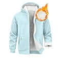 thumbnail image 1 of GrmtClth Fleece Hoodies for Men Heavyweight Winter Sherpa Lined Zip Up Hooded Sweatshirt Fashion Thermal Long Sleeve Jacket Coats Light Blue M, 1 of 8