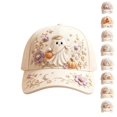 thumbnail image 1 of GrmtClth Ghost Pumpkin Halloween Baseball Cap Printed Trucker Hat Fun Holiday Costume Accessory Adjustable Cream Dad Hat for Adults Party Daily Wear, 1 of 5