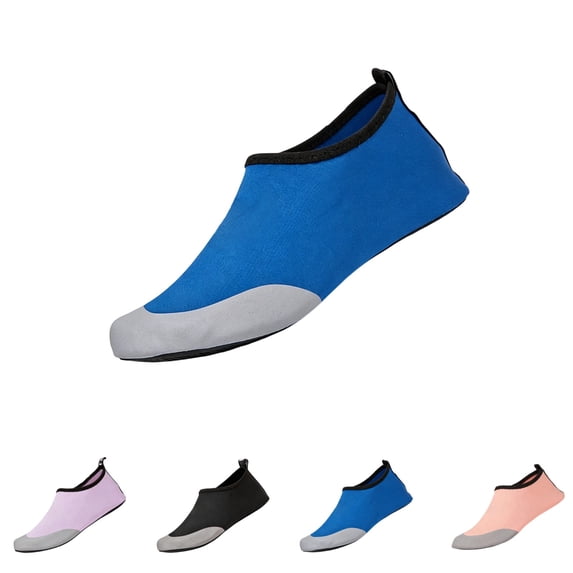 GrmtClth Girls Color Block Aqua Water Shoes Slip On Beach Socks For Snorkeling And Water Workout Blue 7-8 Years