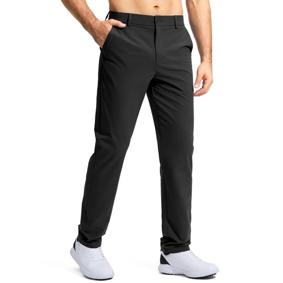 GrmtClth Golf Pants for Men Work Lightweight Trousers Fashion Straight Leg Quick Dry Pants with Belt Loops Black XL