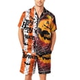 thumbnail image 1 of GrmtClth Halloween Pajamas for Men Short Sleeve Satin Finish Button Down Pumpkin Pattern Two-Piece Summer Loungewear Sleep Pjs Set with Pockets White 4XL, 1 of 4