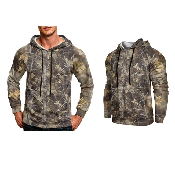 GrmtClth Hoodie For Men Minimal Relax Camouflage Loungewear Loose Adjustable Drawstring Hood Kangaroo Pocket Sweatshirt Autumn Daily Home Rest Casual Garment