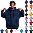 thumbnail image 1 of GrmtClth Hoodies for Men Solid Color Drawstring Pullover Long Sleeve Fleece Casual Sweatshirt with Kangaroo Pocket Basic Active Daily Hooded Shirts for Men Navy L, 1 of 8