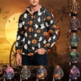 thumbnail image 1 of GrmtClth Hoodies for Men Halloween Cartoon Ghost Pumpkin Bat Witch All Over Print Athletic Hooded Tops Saffron 2XL, 1 of 8