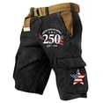 thumbnail image 1 of GrmtClth Independence Day Cargo Shorts for Men 4th Of July American Flag Print Summer Short Vintage Multi-Pocket Pants Soft Work Short Trousers Black L, 1 of 4