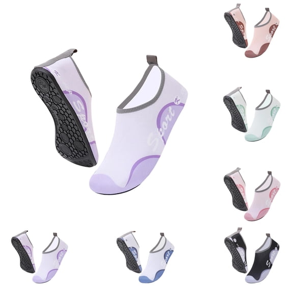 GrmtClth Indoor Training Aqua Socks Sport Print Pool Water Socks Anti Slip Sole For Aqua Fitness Classes Purple 41(US/8.5)
