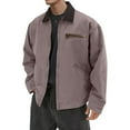 thumbnail image 1 of GrmtClth Jackets for Men Classic Zip Up Lapel Trucker Jackets Rugged Baggy Workwear with Pockets Gray M, 1 of 6