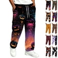 thumbnail image 1 of GrmtClth Joggers For Men Plus Size Halloween Pumpkin Full Print Sweatpants Elastic Waistband With Drawstring Ankle Cuffs Storage Pockets Casual Athletic Bottoms Black 3XL, 1 of 4