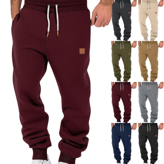 GrmtClth Joggers for Men Casual Loose Fit Drawstring Sweatpants Casual Workout Athletic Running Pants with Pockets Wine 3XL
