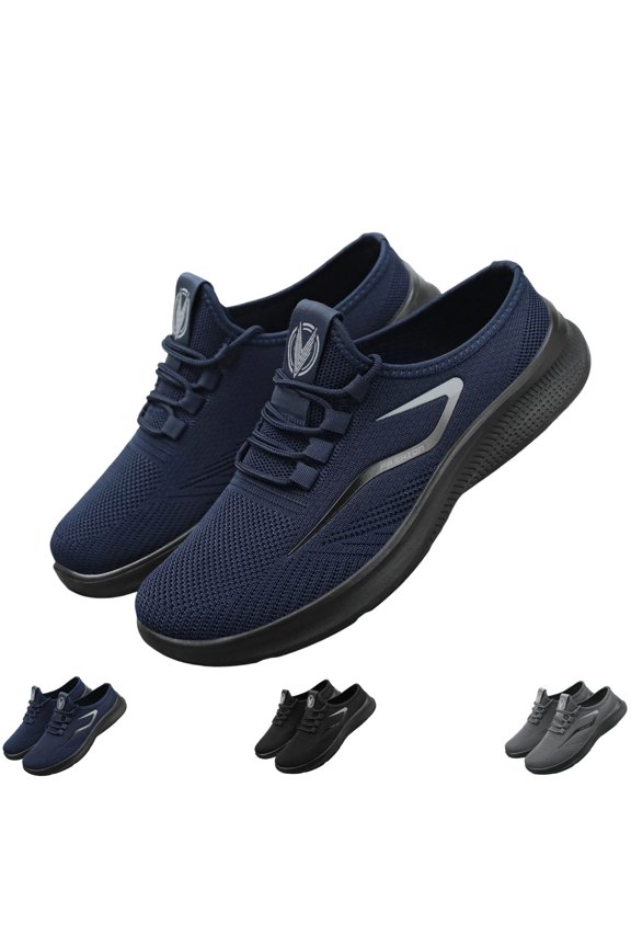 Lace‑Up Sneakers for Men All‑Day Comfort Walking Shoes Breathable Knit Upper Rugged Anti‑Slip Sole Daily‑Use Trainers