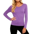 thumbnail image 1 of GrmtClth Long Sleeve Underscrub for Women Breathable Round Neck Scrubs Undershirts Comfy Soft Fitted Layering Clothes for Nurse Purple M, 1 of 5