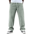 thumbnail image 1 of GrmtClth Men Corduroy Pants Casual Straight Trousers Classic Wide Leg Dressy Stripe Clothing Light Green 2XL, 1 of 4