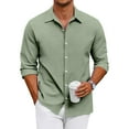 thumbnail image 1 of GrmtClth Men Dress Shirt Long Sleeve Regular Fit Button Down Shirt Vintage Soft Solid Formal Shirt Light Green XXL, 1 of 7