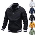 thumbnail image 1 of GrmtClth Men Fleece Jacket Lightweight Full Zip Jacket Casual Outdoor | Mock Neck Collar, Soft Warm Jacket, Ideal Outer Or Fall Winter Layering Essential for Hiking, Outdoor Wear Black XL, 1 of 7