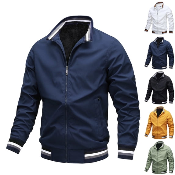 GrmtClth Men Fleece Jacket Lightweight Full Zip Jacket Casual Outdoor | Mock Neck Collar, Soft Warm Jacket, Ideal Outer Or Fall Winter Layering Essential for Hiking, Outdoor Wear Dark Blue XL
