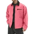 thumbnail image 1 of GrmtClth Men Jacket Stylish Zip Up Long Sleeve Depot Jacket Lightweight Loose Fit Streetwear with Pockets Pink XL, 1 of 6