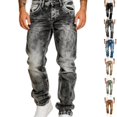 thumbnail image 1 of GrmtClth Men's Acid Wash Straight Leg Stacked Jeans, Snowflake Tie Dye Stretch Denim, Y2K Hip Hop Streetwear Baggy Pants with Pockets 2XL, 1 of 7
