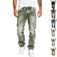 thumbnail image 1 of GrmtClth Men's Acid Wash Straight Leg Stacked Jeans, Snowflake Tie Dye Stretch Denim, Y2K Hip Hop Streetwear Baggy Pants with Pockets M, 1 of 7