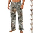 thumbnail image 1 of GrmtClth Men's Adjustable Drawstring Relax Fit Pajama Pants Forest Camo Allover Print Loose Straight Leg Warm Indoor Bottoms Earthy Yellow L, 1 of 6