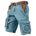 thumbnail image 1 of GrmtClth Men's American Flag Print Cargo Shorts Independence Day 1776-2026 Summer Shorts Lightweight Multi-Pocket Short Pants Fashion Work Trousers Light Blue 2XL, 1 of 3
