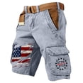 thumbnail image 1 of GrmtClth Men's American Flag Print Cargo Shorts Patriotic 4th Of July Summer Short Breathable Multi-Pocket Short Pant Fashion Outdoor Trousers Light Gray 2XL, 1 of 4