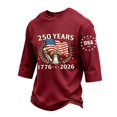 thumbnail image 1 of GrmtClth Men's American Flag Shirt Patriotic Fourth Of July Tops Classic 3/4 Sleeve T-Shirt Fashion Soft Round Neck Clothes Wine S, 1 of 5