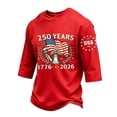 thumbnail image 1 of GrmtClth Men's American Flag Shirt Patriotic Usa 250 Years Birthday Top Summer 3/4 Sleeve T-Shirt Lightweight Soft Round Neck Wear Red S, 1 of 5