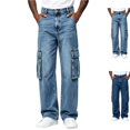 thumbnail image 1 of GrmtClth Men's Baggy Jeans Elastic Waist Jean Pants with Drawstring Relaxed Fit for Casual Daily Wear Cargo Pants with Pockets M, 1 of 7