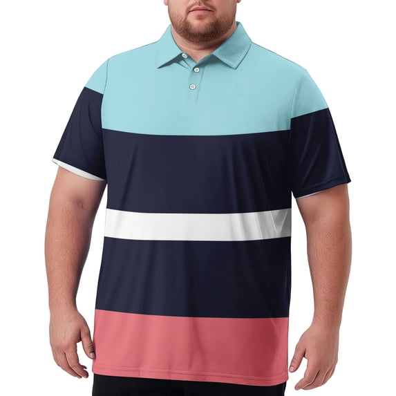 GrmtClth Men's Big & Tall Bold Stripe Sport Shirt Short Sleeve Relaxed Fit Quick Dry Anti Shrink Fabric Wear Green 7XL