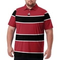 thumbnail image 1 of GrmtClth Men's Big & Tall Minimalist Simple Multi-Tone Stripe Tee Short Sleeve Collared Ultra Lightweight Golf Daily Apparel Red 3XL, 1 of 7