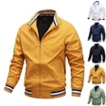 thumbnail image 1 of GrmtClth Men's Bomber Jacket Lightweight Windbreaker Jackets Zip Up Windproof Jackets Casual Spring Fall Coat for Ball Games Yellow 2XL, 1 of 7