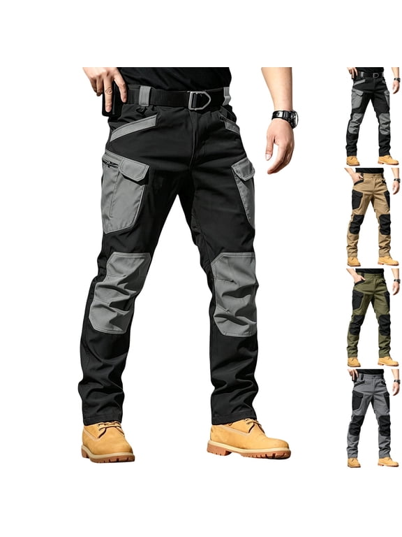 Men's Cargo Pants Construction Work Utility Relaxed Fit Stretch Flex Double Knee Reinforcement Carpenter Lightweight Hiking Trousers XL
