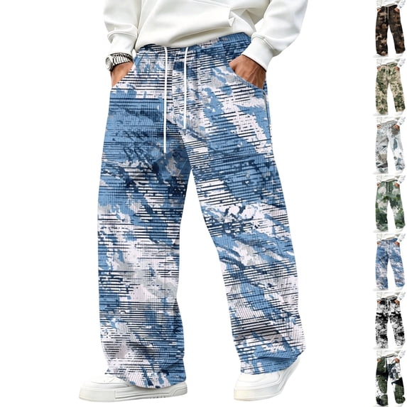 GrmtClth Men's Cargo Pants Outdoor Camouflage Breathable Loose Straight Leg Drawstring Waist Daily Wear Pants 5XL